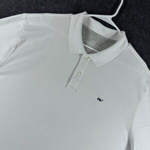 Vineyard Vines Polo Mens XXL 2XL Light Grey Edgartown Short Sleeve Whale Logo